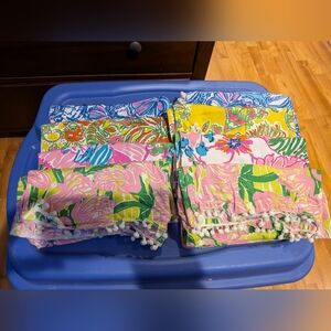 Lily Pulitzer For Target Dinner Napkins Like New 8 Total Pom Pom Trim